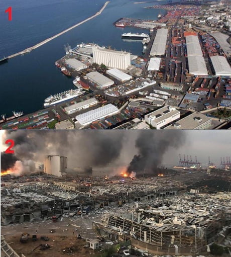 Before and After photo of Lebanon&rsquo;s explosion
