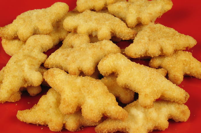Dinosaur shaped nuggets are made from real dinosaurs and not just shaped like them since chickens are dinosaurs