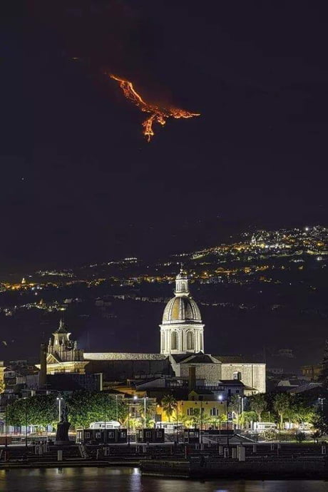 Etna volcano, Sicily: the lava forms a phoenix