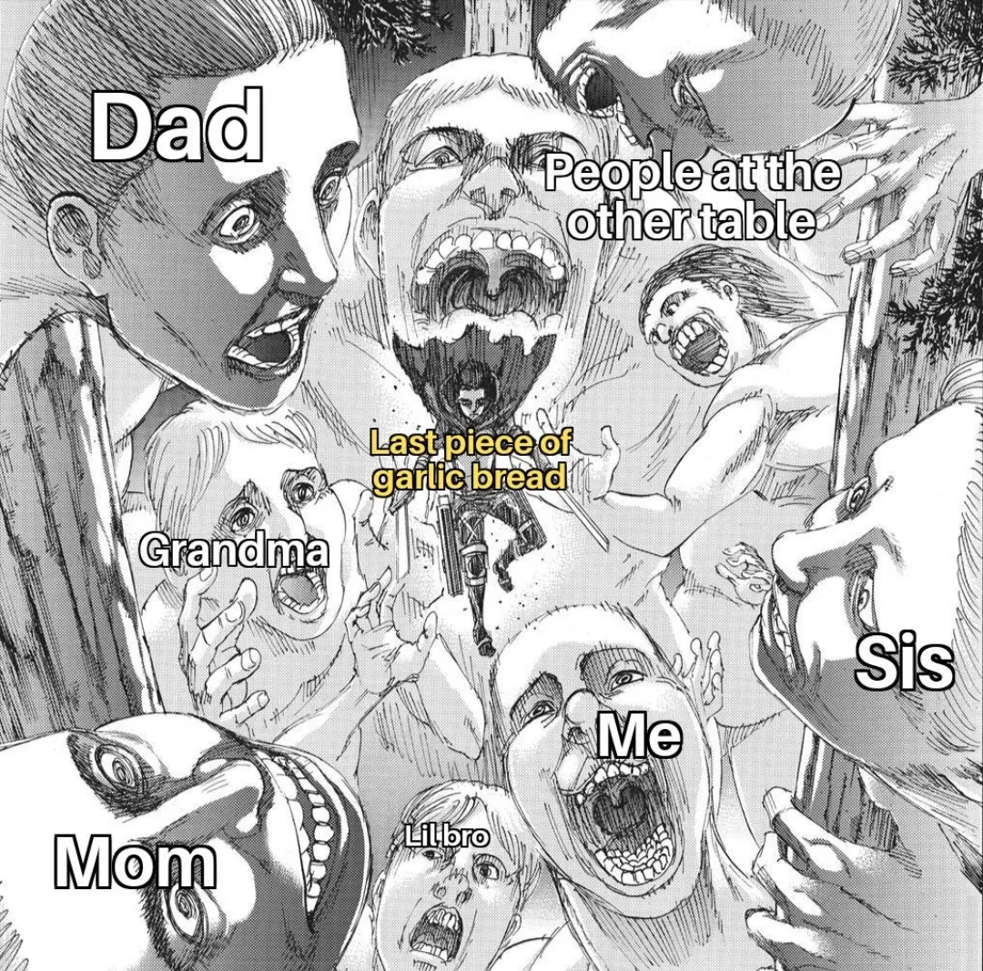 Garlic bread supremacy (anime - attack on titan)