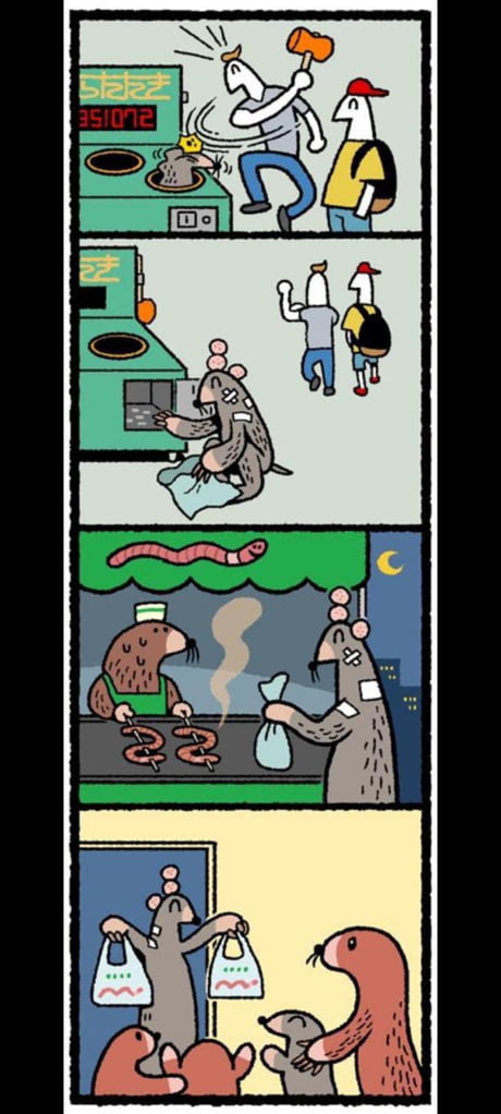 He's feeding the kids