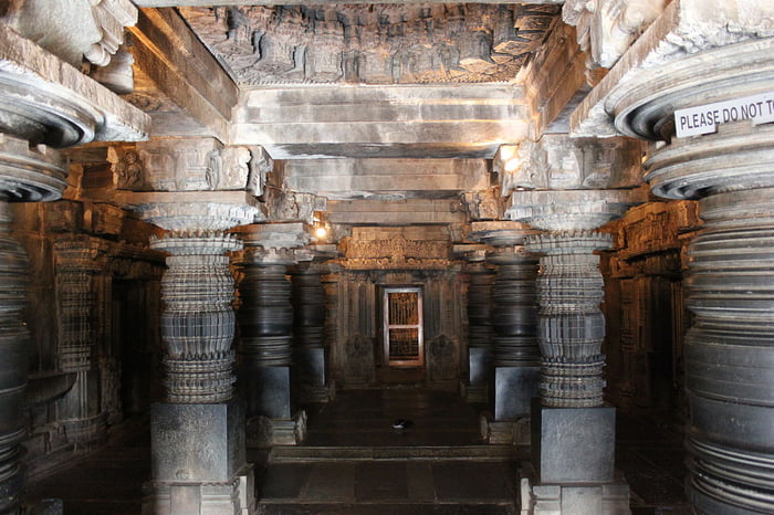Lathe turned pillars at the 13th century Somanathapura Keshava Temple, India