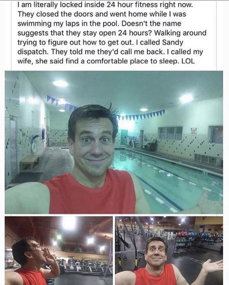 &ldquo;24 hour&rdquo; fitness did not check all the areas and locked a man inside for the night.