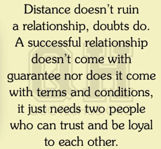 Mutual trust and being loyal to your partner in the relationship