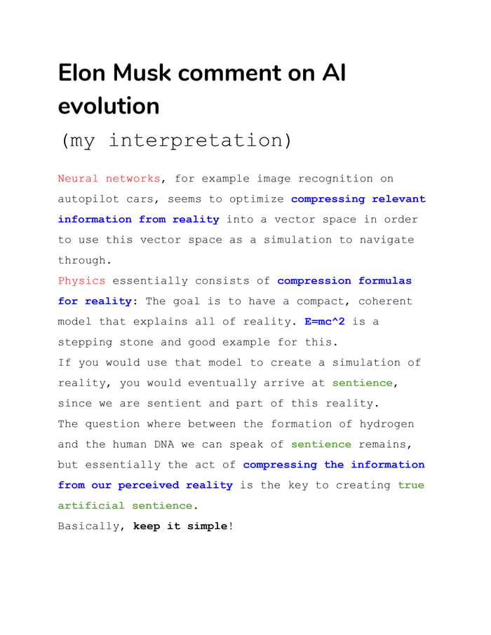 My Interpretation of Elon Musk commenting on AI evolution.