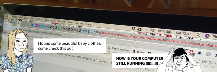 My wife using Chrome on here crapy MacBook!