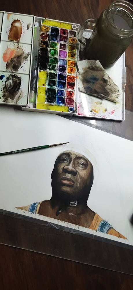 Please, boss, don't put that thing over my face. Please don't put me in the dark, don't make me go into the dark, I's afraid of the dark. (my work in progress)