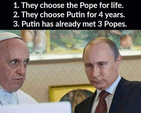Points tally Pope = 0. Putin = 3