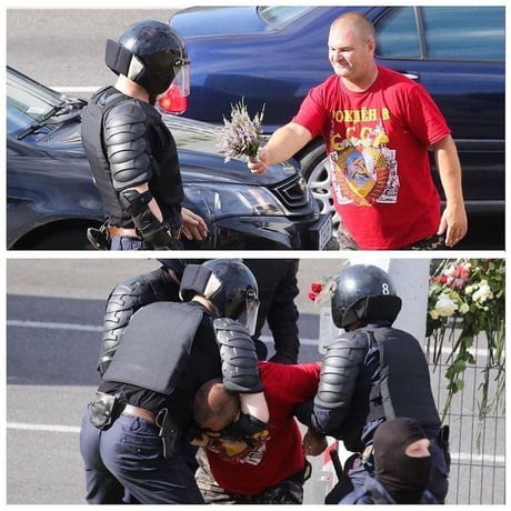 Protesters in Belarus being peaceful and what they get in return