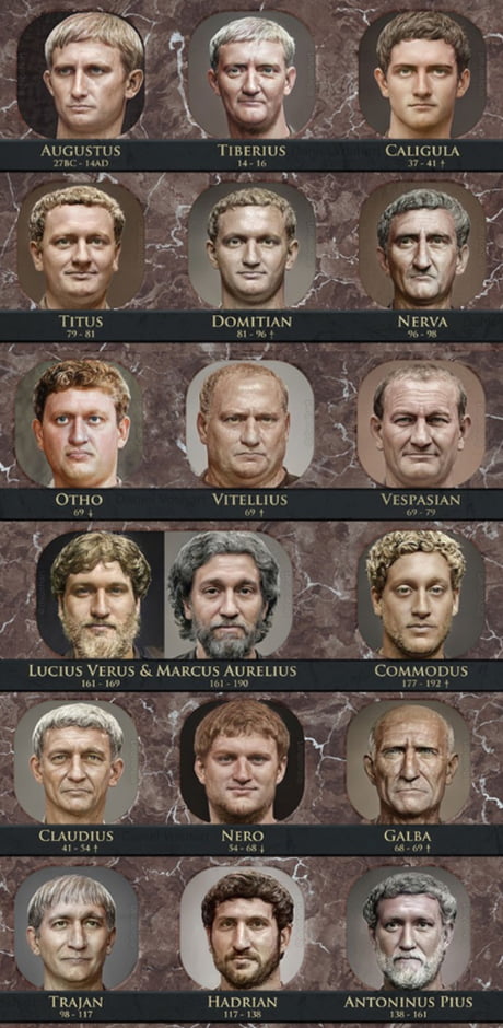 Realistic faces of Roman emperors recreated using machine learning by digital artist Daniel Voshart