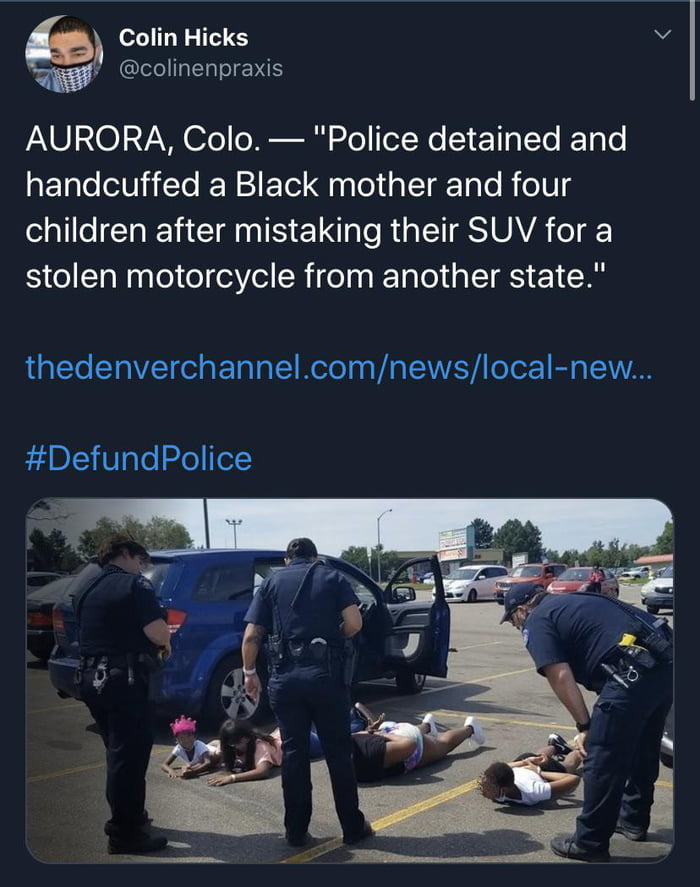 They later realized that their SUV was in fact not a motorcycle