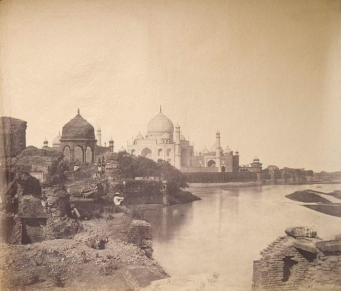 This is the earliest known photograph of the Taj Mahal taken by Dr. John Murray of the East India Company in the 1850s.