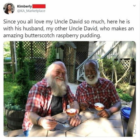 Uncle David and the other Uncle David wearing matching shirts!